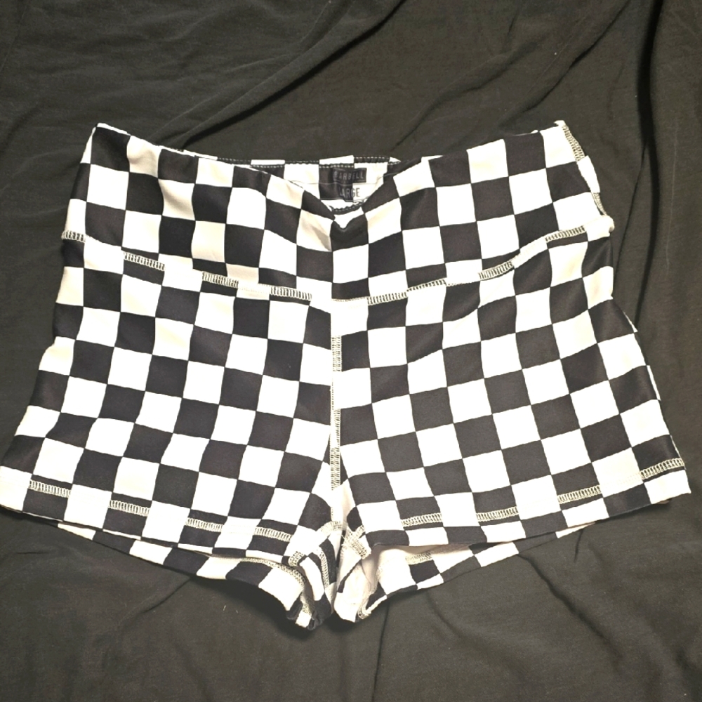 The Barbell Cartel Checkered Black and White Women's Shorts